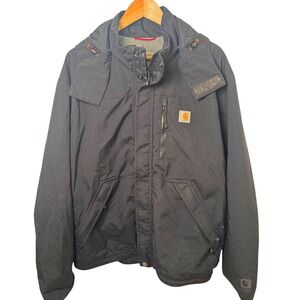 Carhartt Shoreline Jacket Black Full Zip Hooded Coat Water Repellent Mens L